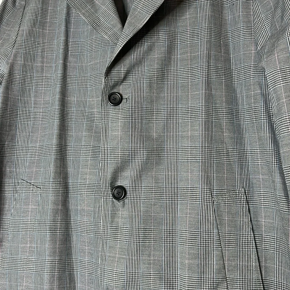 UNIS Grey Plaid Trench Coat Sz44
